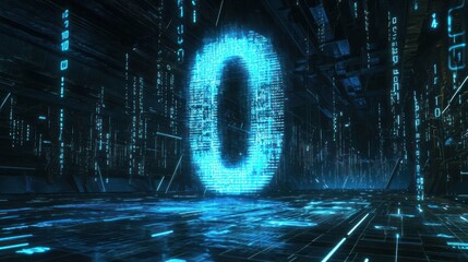 A large, bold number zero in the center of a digital screen, symbolizing a countdown or start.