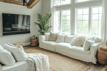 Cozy Living Room with Large Windows and Natural Light