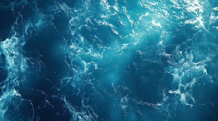 Fototapeta premium Sunlight reflecting off calm blue ocean waves.