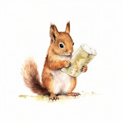 Baby Eichhörnchen liest ein Buch