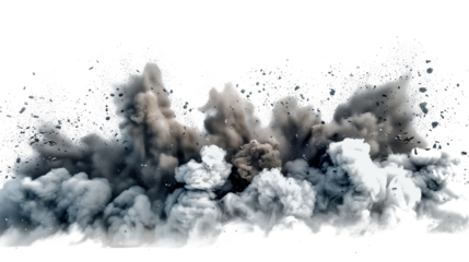 Abstract dusty sand explosion isolated on transparent background