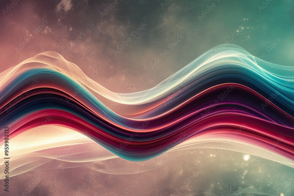 Poster Vivid Color Wave Dynamic Backdrop with Textured Haze and Luminous Aura