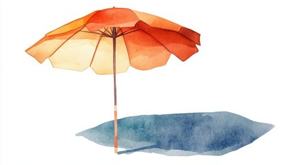 Obraz premium A beach umbrella casting a shadow, sun protection accessory, minimalist design, isolated on white background