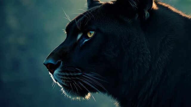 Black panther portrait in the wild