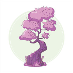 Tree design in simple motion graphics style. 