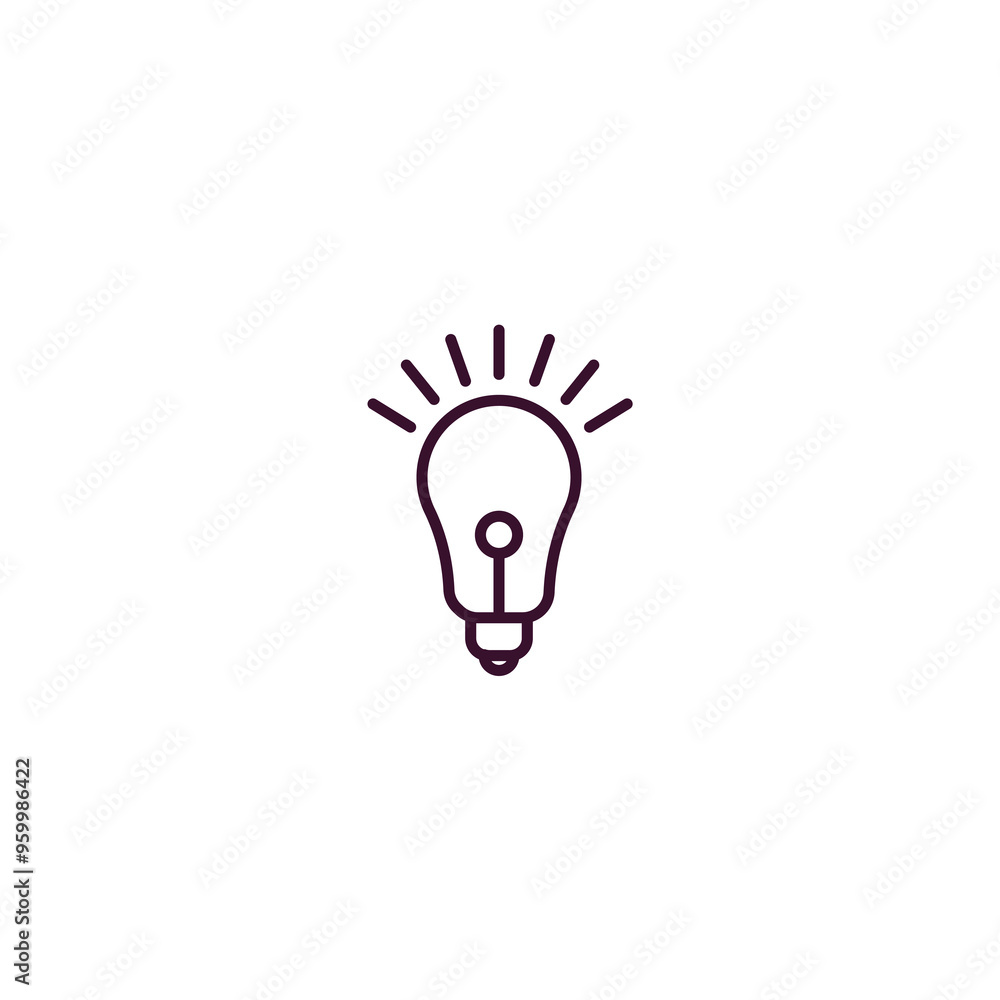 Poster round light bulb outline icon. linear vector from business concept. thin line round light bulb icon 
