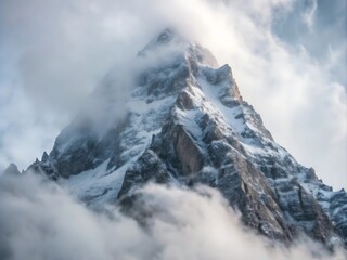 Snowy Mountain Peak Snow Covered Rocks