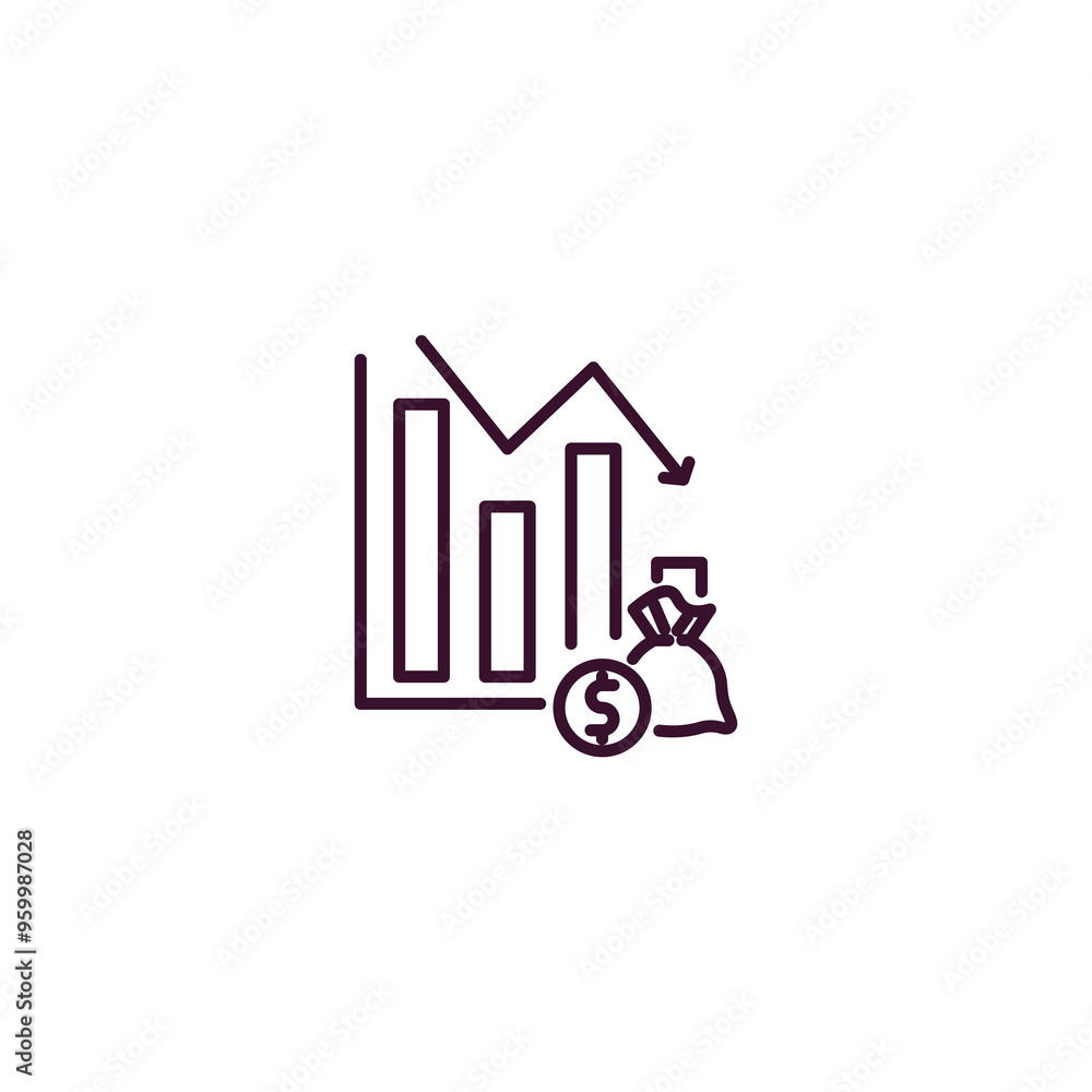 Aufkleber deficit outline icon. linear vector from business concept. thin line deficit icon isolated on white 