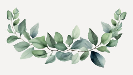 Watercolor green leafy wreath