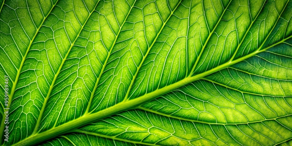 Wall mural Close-up view of a lush green leaf texture