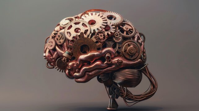 Steampunk Brain with Gears