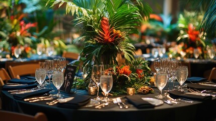 Tropical Themed Dinner Table
