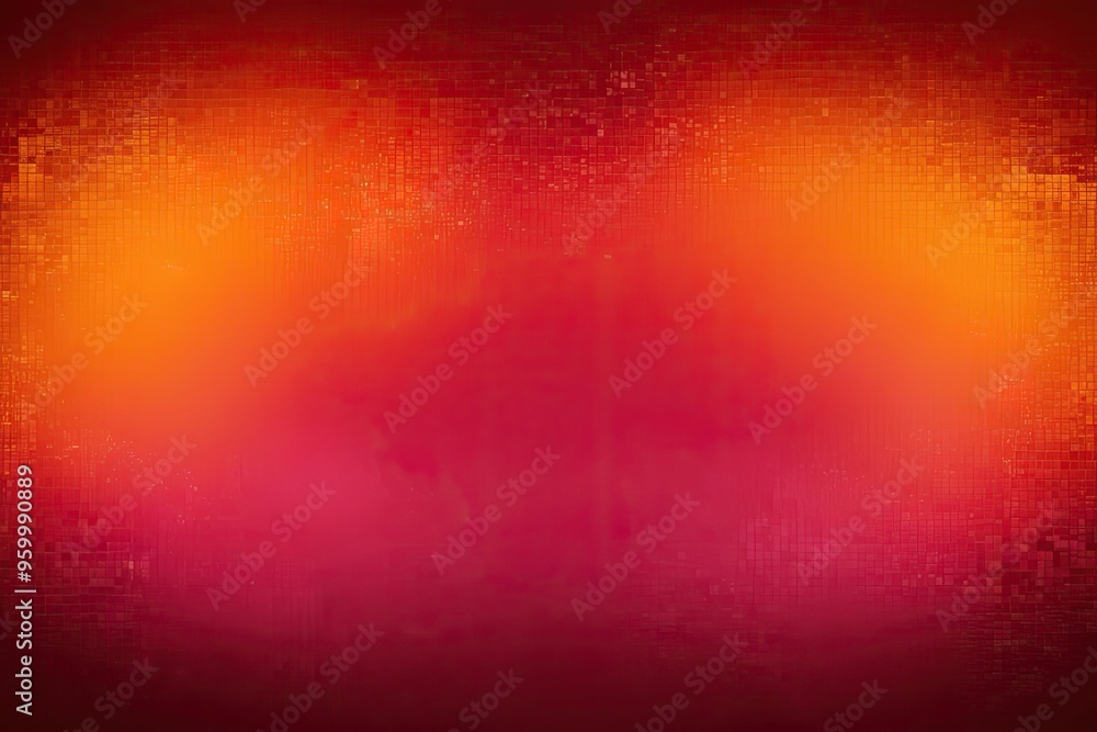 Aufkleber bold orange and crimson color gradient dynamic abstract background with rugged pixelated texture and