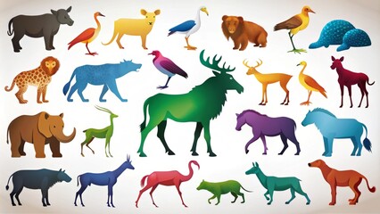 animal silhouette set vector illustration digital