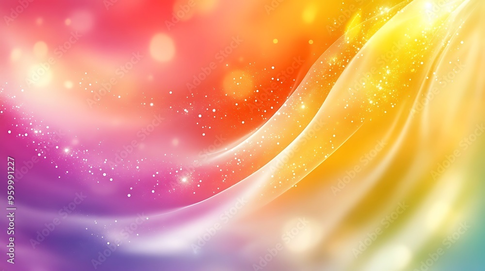 Poster abstract colorful background with glowing waves and sparkle