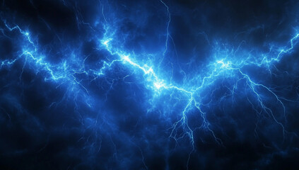 Fototapeta premium Abstract blue lightning bolts on a dark background, forming a dynamic and energetic pattern.