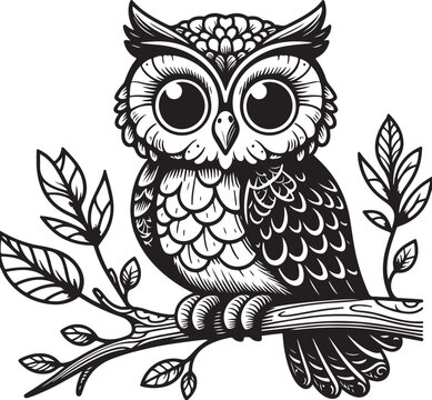 owl vector design clipart flat style artwork