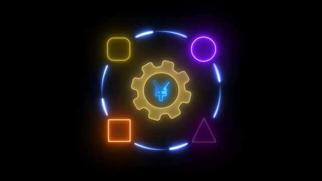 Business Process concept, set of activities performed by a group of stakeholders to achieve an organizational goal. Glowing neon line of Business Process icon isolated on transparent background.