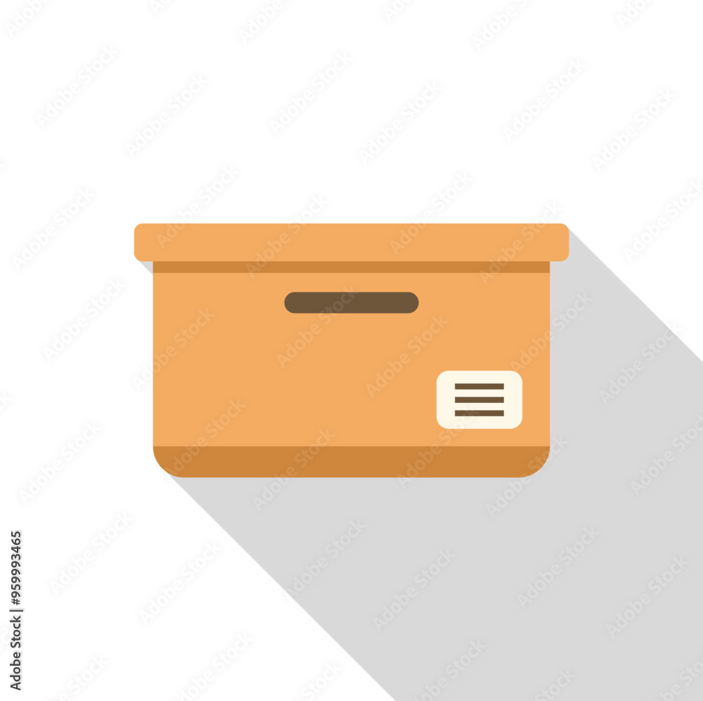 Aufkleber simple vector illustration of a cardboard box with handle and label, standing on white background wi
