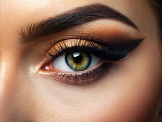 Obraz premium Beautifully composed close-up of eye's lash line and brow