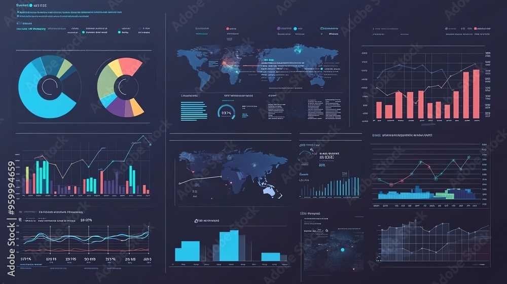 Poster data visualization dashboard with charts and graphs