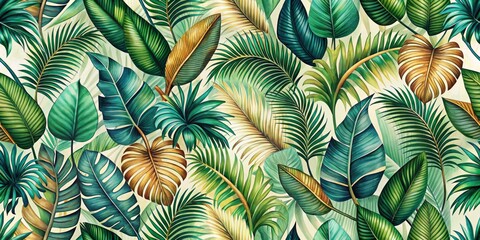 Boho Chic Tropical Leaf Pattern Background Nature Decor
