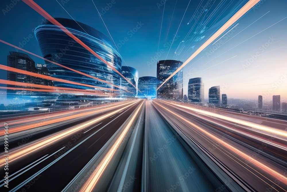 Poster digital age architecture highlighting innovation speed and global connectivity