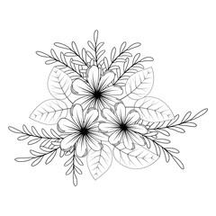 Doodle flower design for coloring book
