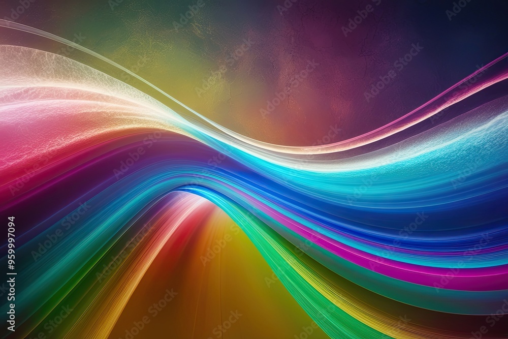 Poster dynamic colorful wave background with textured haze and radiant glow