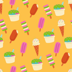 Seamless Ice-Cream Illustration Pattern