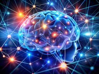 brain function diagram with futuristic aesthetic showcasing neural connections