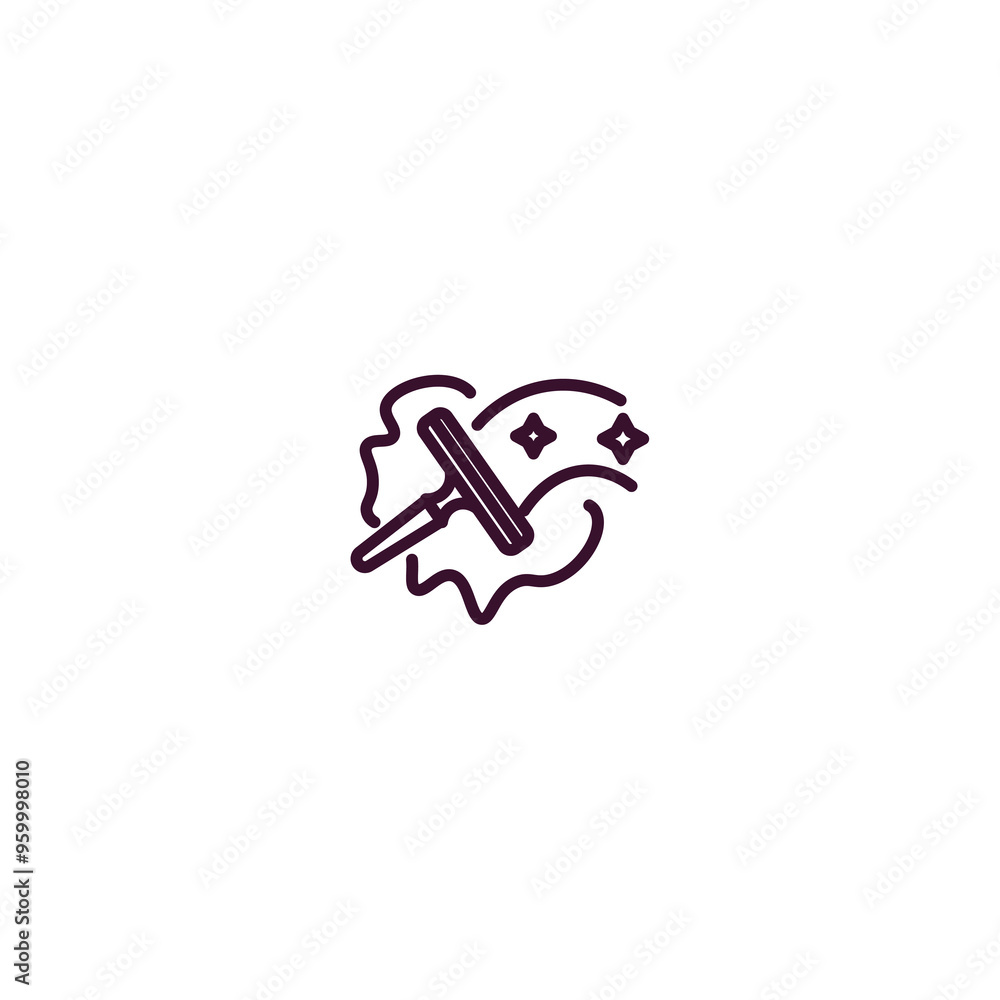 Poster window cleaner outline icon. linear vector from cleaning concept. thin line window cleaner icon isol