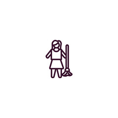 charwoman outline icon. Linear vector from cleaning concept. Thin line charwoman icon isolated on white background