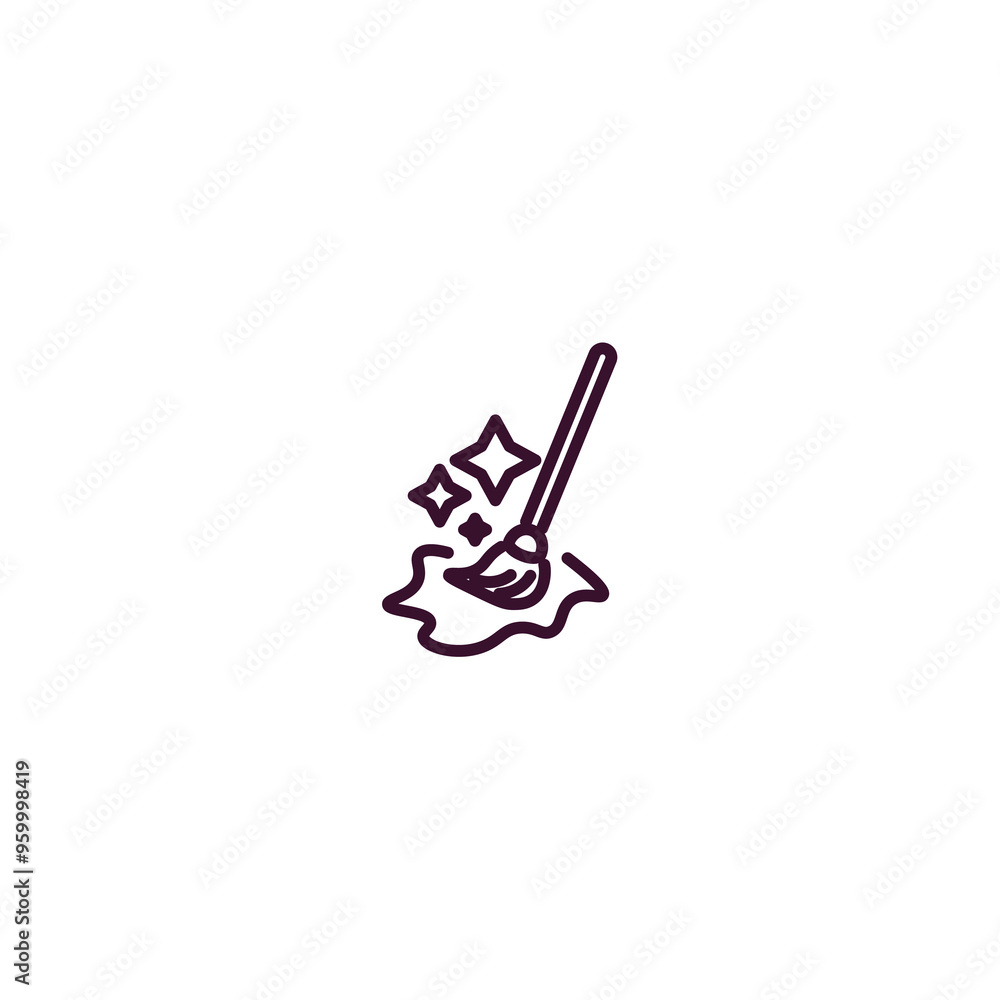 Poster floor mop outline icon. linear vector from cleaning concept. thin line floor mop icon isolated on wh