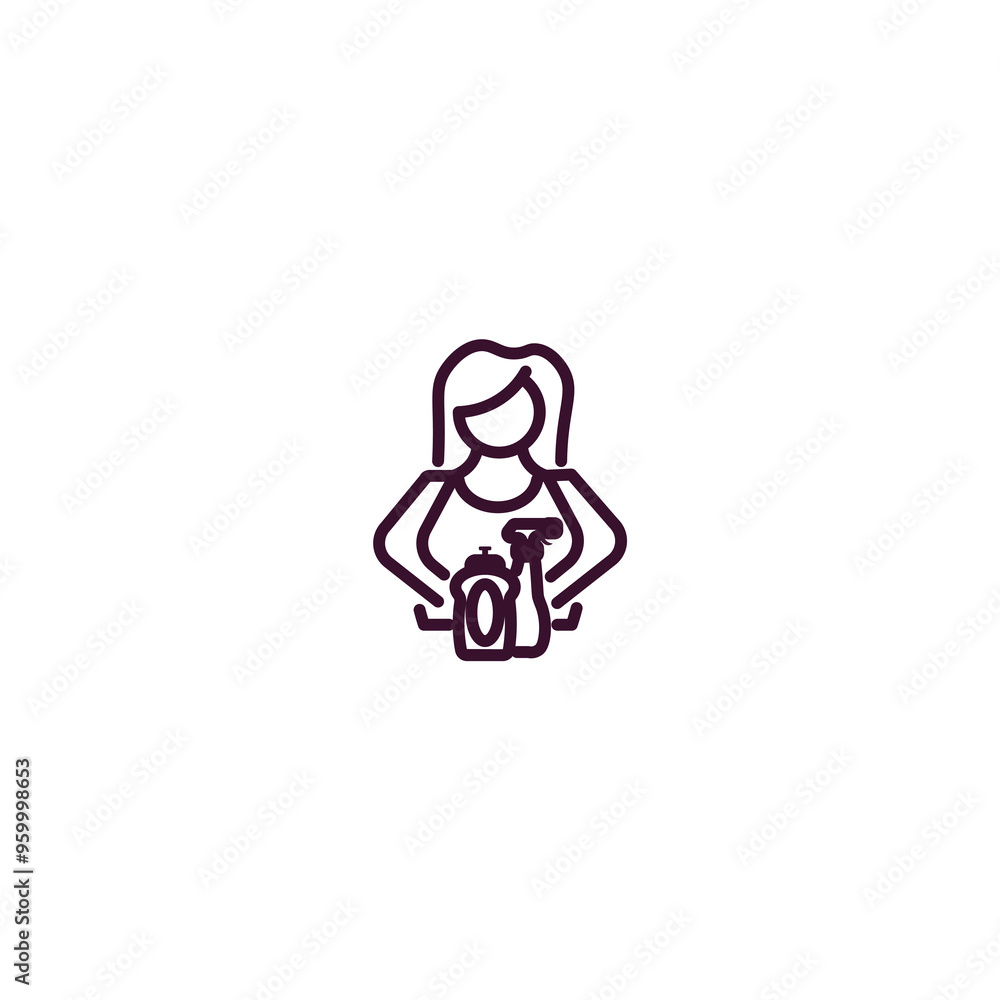 Poster cleaner outline icon. Linear vector from cleaning concept. Thin line cleaner icon isolated on white background