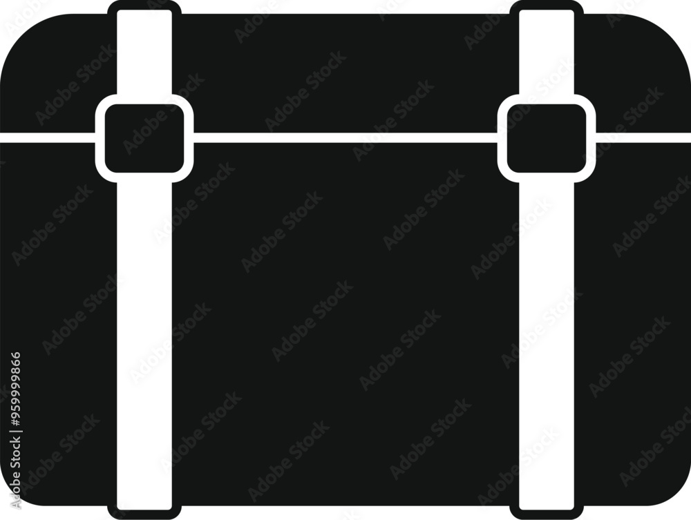 Poster black suitcase for traveling with two clasps icon in simple style isolated on white background