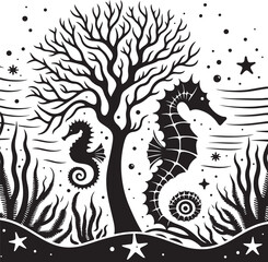 Obraz premium seahorse vector design clipart flat style artwork