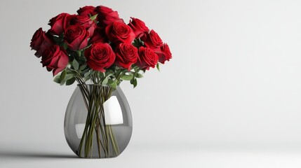 Fototapeta premium Red Roses in a Glass Vase