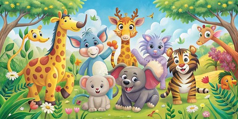 children's book illustration animal characters color palette