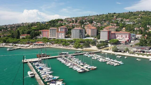 Aerial View of Marina in Portoroz, Slovenia