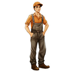 Fototapeta premium An illustration of a laborer standing with his hands in his pockets