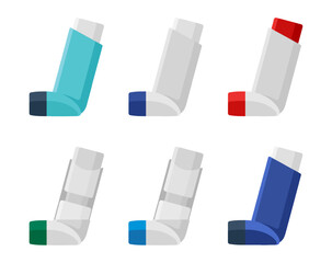 Asthma inhalers for different quick relievers, flat design