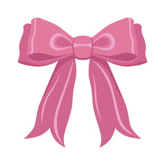 Vector Illustration of soft pink vintage bow. Bow for girly hair decor, flat icons. Ribbons isolated. Trendy girls accessories. Cute hairstyle elements collection