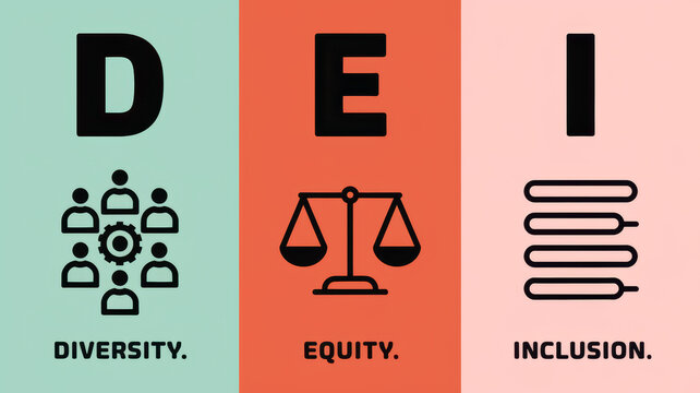 Diversity, Equity, Inclusion Message with Illustrative Icons