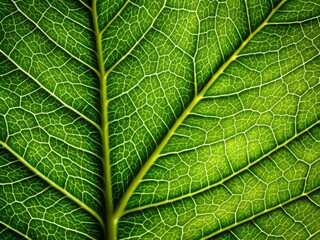 Obraz premium Close-up of a leaf vein texture detailed smooth organic natural concept botanical style botanical illustration mood reflective technical high-contrast color green earthy
