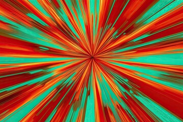 Fototapeta premium Vibrant Burst of Scarlet, Orange, and Turquoise - Energetic and Lively Wallpaper with Glowing Textures and Abstract Flair