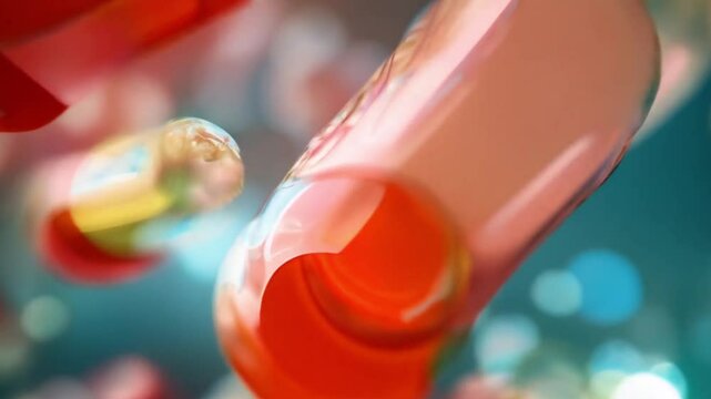 Abstract art evolving from the collision of two liquid medications