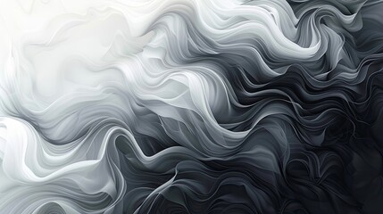 Obraz premium Charcoal to dove gray background with curling white smoke trails giving a serene look