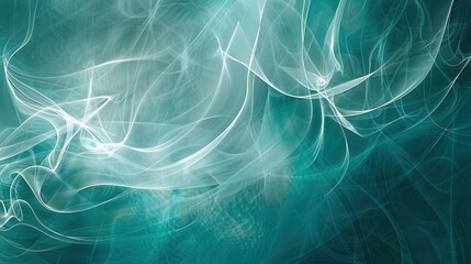 Obraz premium Rich teal and turquoise gradient with swirling smoky accents on calming backdrop