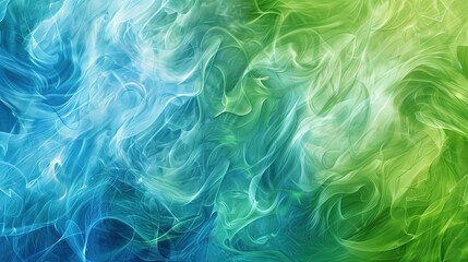Electric green to neon blue gradient with smoky white trails on dynamic backdrop